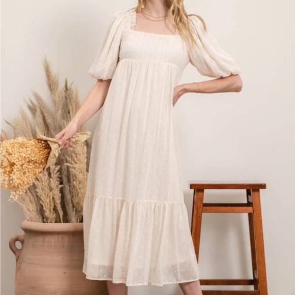 Cream Puff Sleeve Dress - Picture 1 of 4